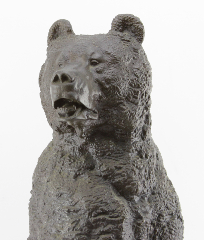 Nikolaï Ivanovich Liberich, Russian (1828-1883) A Russian cast bronze sculpture of a bear standing on hind legs with cast signature and plaque engraved in Russian 'Killed by the Emperor near Lisin, 9th March 1865'