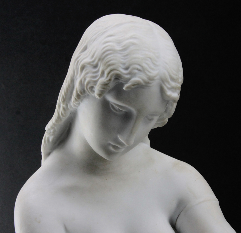 Antique French Parian Sculpture "Girl On Turtle"