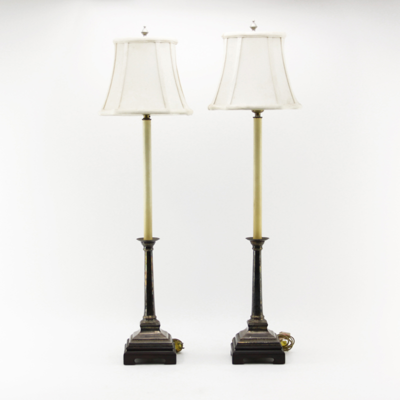 Pair of Silverplated Candlesticks Mounted as Lamps