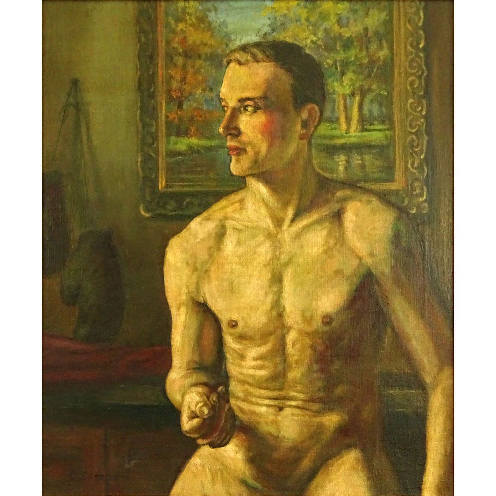 Attributed to: Konstantin Andreevich Somov (RUSSIAN, 1869-1939) Oil on Canvas, The Boxer