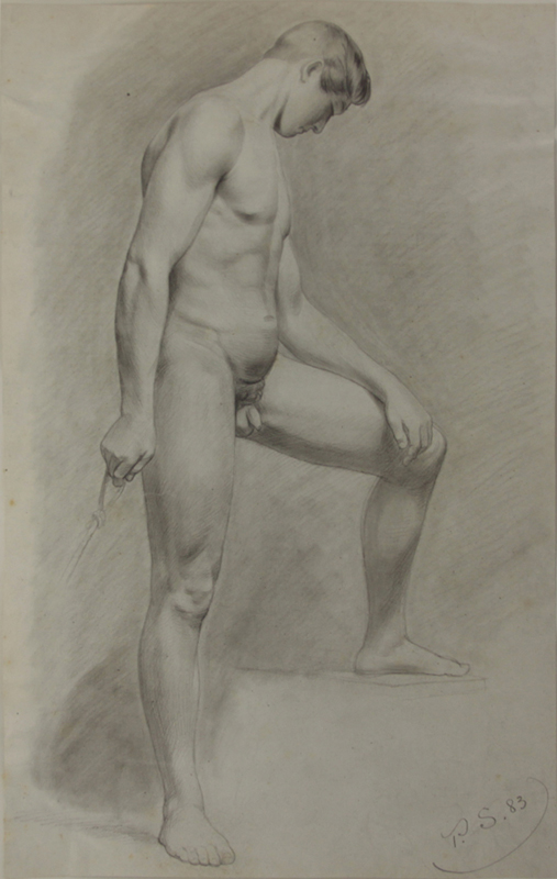 Two (2) 19th Century Charcoal and Pencil Drawings "Nudes"