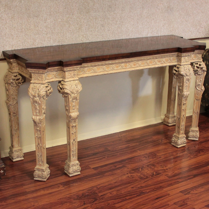 Mid Century Althorp Furniture Theodore Alexander Carved Pine and Lacquered Wood Console Table