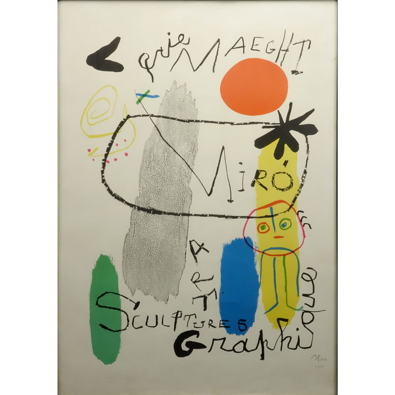 Joan Miro, France (1893-1983) 1950s Gallerie Maeght Art Sculptures Graphique Colored Print