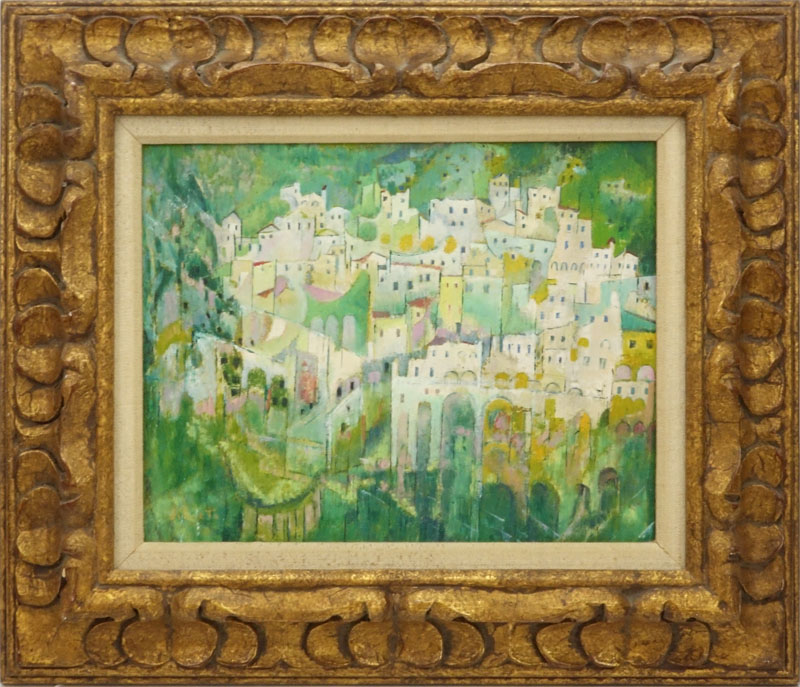 Giuseppe Di Lieto, Italian (b. 1926) Oil on Masonite "Village" 