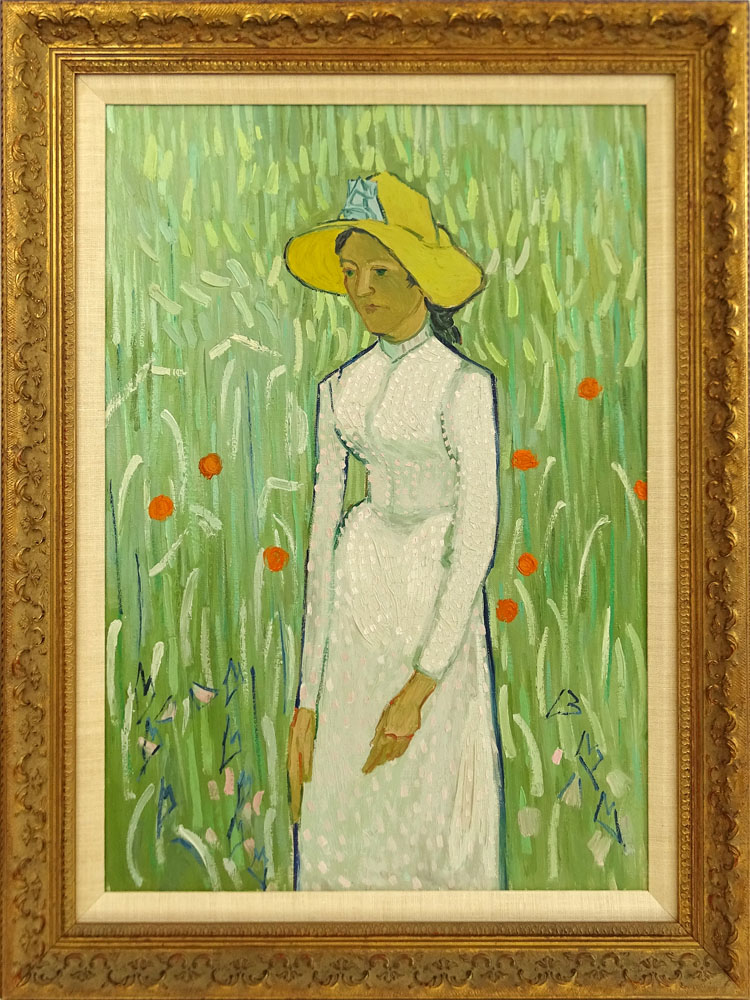 David Stein, American (20th C) Acrylic on canvas "Van Gogh Style Woman" Unsigned