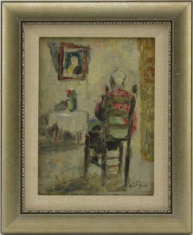 Gabriel Spat, French/American (1890-1967) Oil on Masonite "Femme Assise" Signed Lower Right