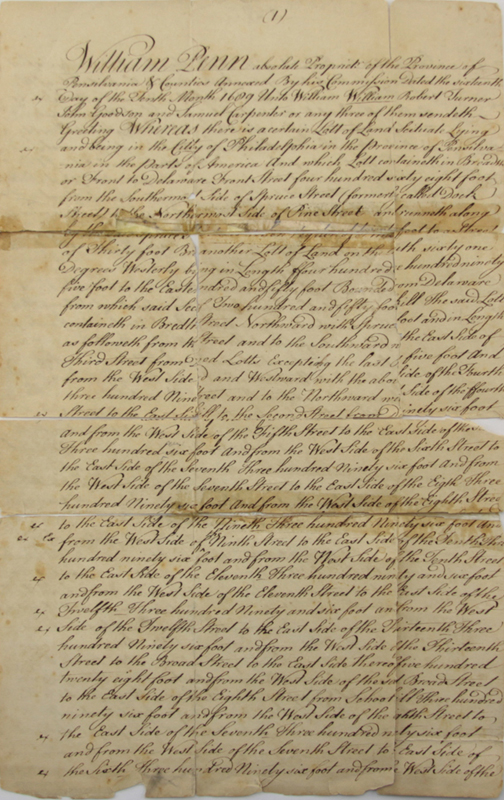 17th Century American William Penn Handwritten Document, possibly a deed