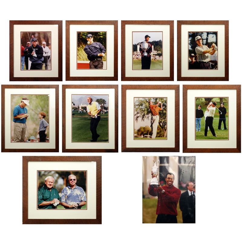 Collection of Nine (9) Framed Golf Pro Photographs With One Unframed