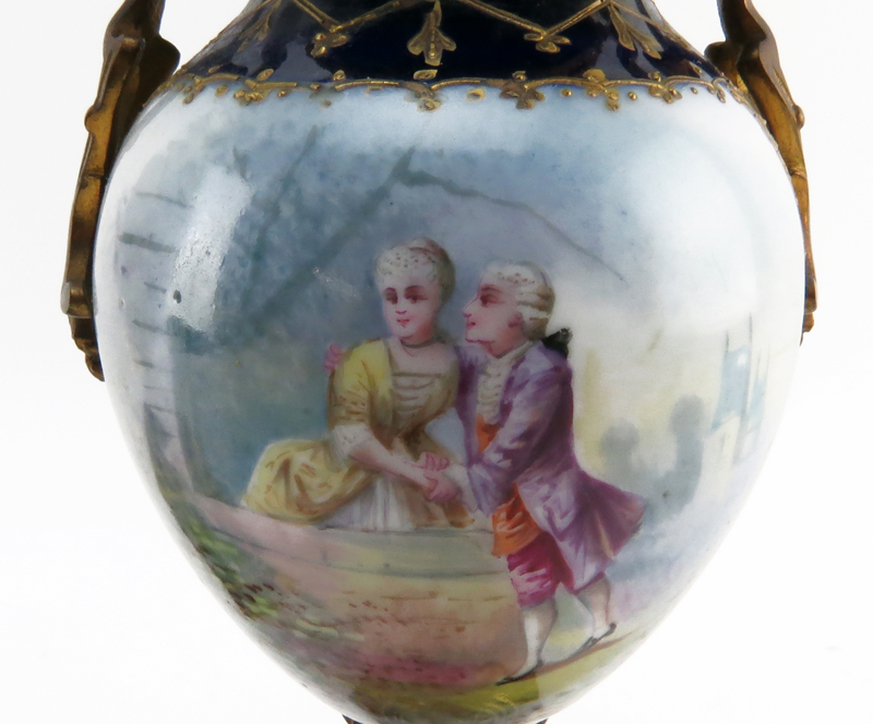 Grouping of Two (2) 19th Century Hand Painted Porcelain Covered Urns