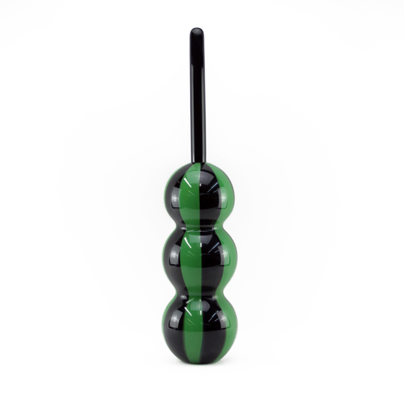 Mid Century Modern Art Glass Green and Black Colored Sculpture