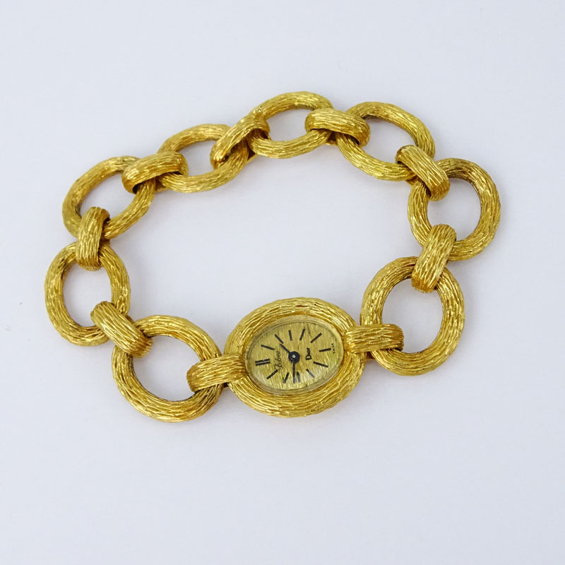 Lady's Vintage Dior Bulova 18 Karat Yellow Gold Bracelet Watch with Manual Movement