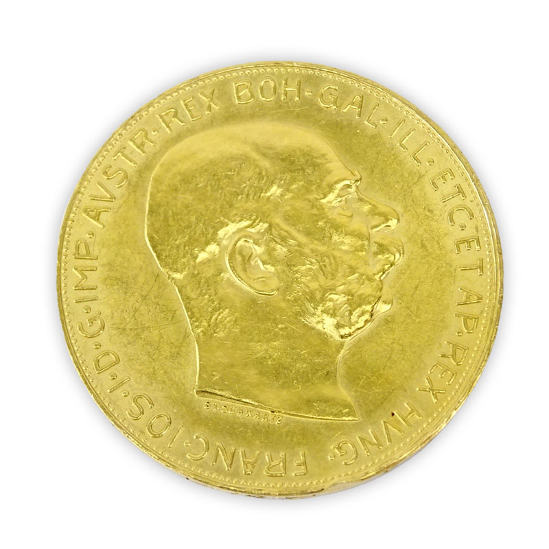 1915 Austrian 100 Corona Gold Austrian/Hungarian Coin