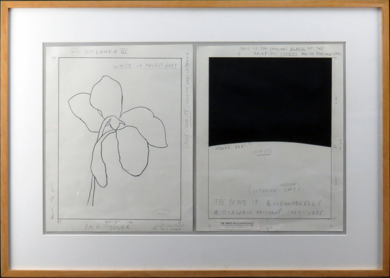 Ellsworth Kelly, American (1923-2015) Graphite and collage on paper, in 2 parts "Untitled" Executed in 1987