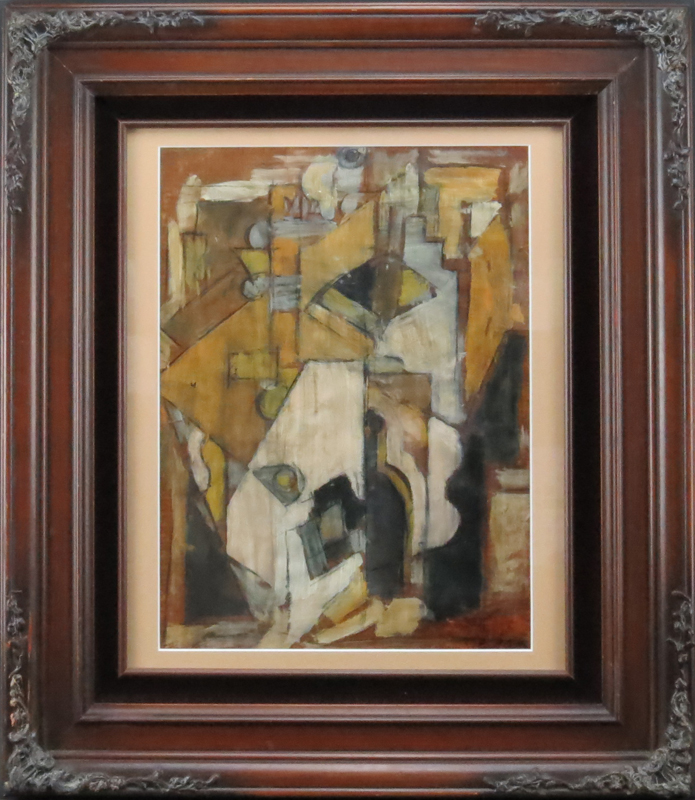 attributed to: Emil Filla, Czech (1882-1953) oil on card "Cubist Composition"
