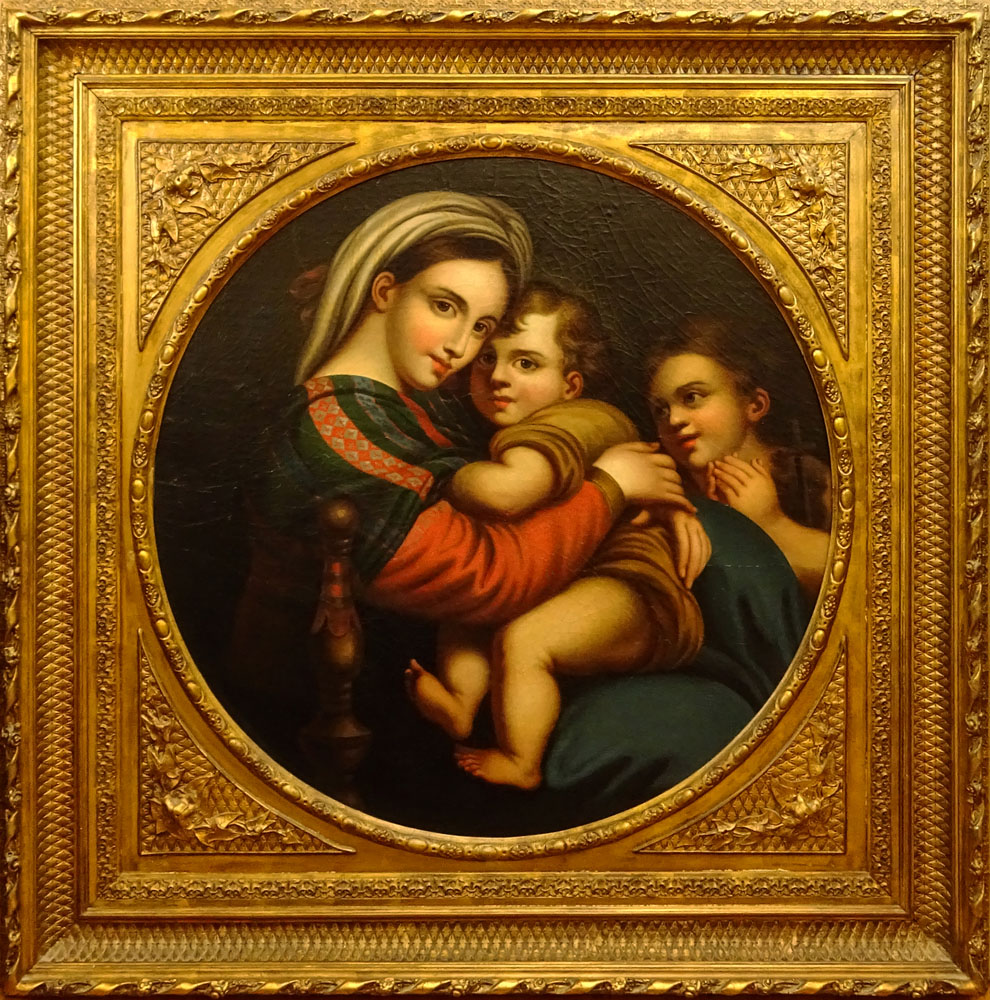 After: Raphael, Italian (1483-1520) Oil on canvas laid on panel, Madonna della Sedia