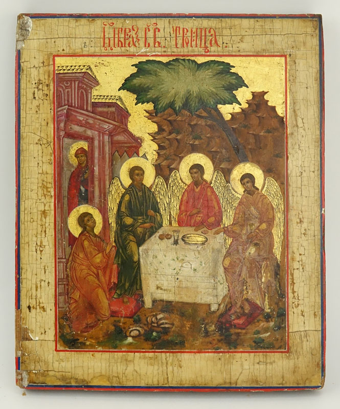 Early 19th Century Russian Hand painted Icon On Board