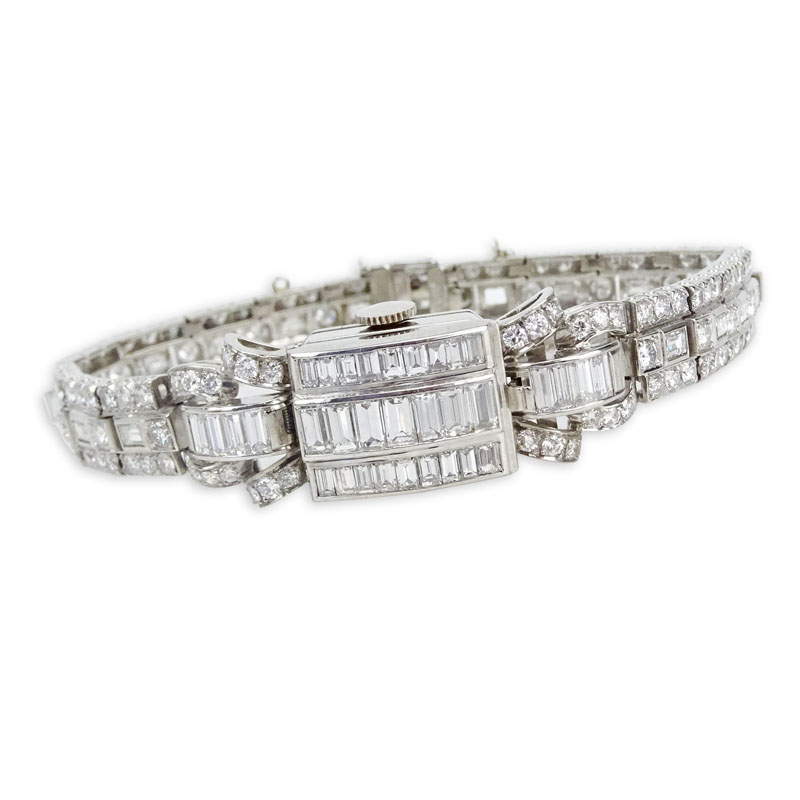 Lady's Rare Approx. 10.25 Carat Diamond and Platinum Hamilton Bracelet Watch