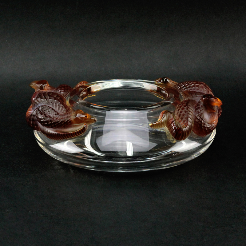Lalique France "Serpent" Round Crystal Bowl