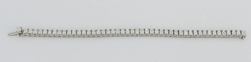 15.0 Carat Emerald Cut Diamond and 18 Karat White Gold Line Bracelet.