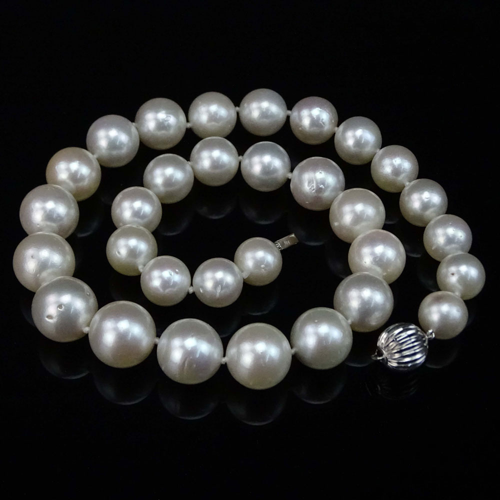 AIG Certified South Sea Pearl Necklace with 14 Karat White Gold Clasp