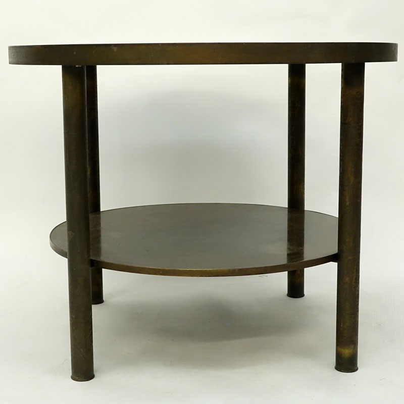 Philip and Kelvin LaVerne Bronze "Tao" Round Bronze Two Tier Table