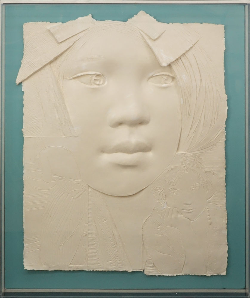 Frank Gallo, American (born 1933) Large Cast Paper Sculpture in Plexiglass Frame
