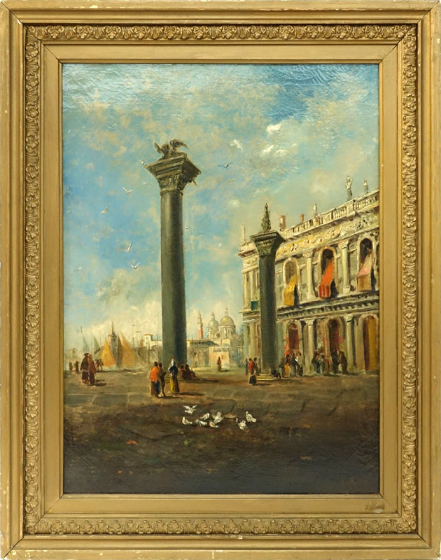 Italian School Oil On Canvas "Venice Scene"