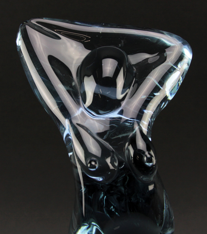 Circa 1970's Murano Violet Glass Nude Sculpture on Black Glass Base