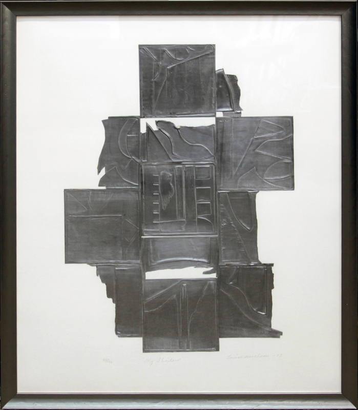 Louise Berliawsky Nevelson, American (1899 - 1988) Lead intaglio relief print on heavy, white wove paper "Sky Shadow" Titled, signed, dated '73 and numbered 62/150