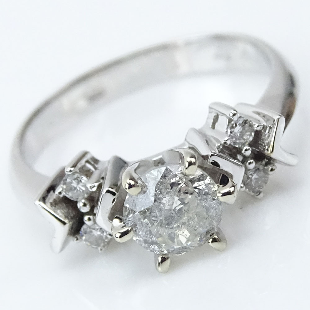 87 carat Round Brilliant Cut Diamond and 18 Karat White Gold Engagement Ring