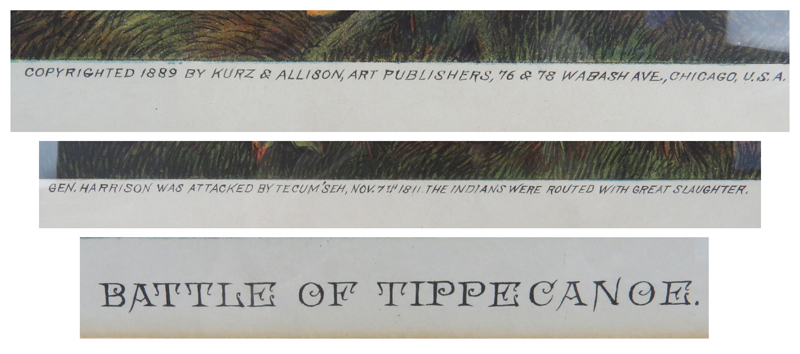 Kurz & Allison "Battle of Tippecanoe" Hand Colored Print