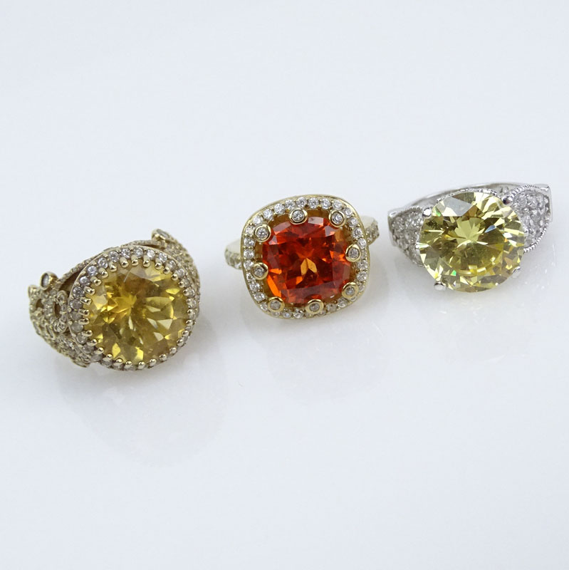 Grouping of Three (3) Sterling Silver Gemstone Rings