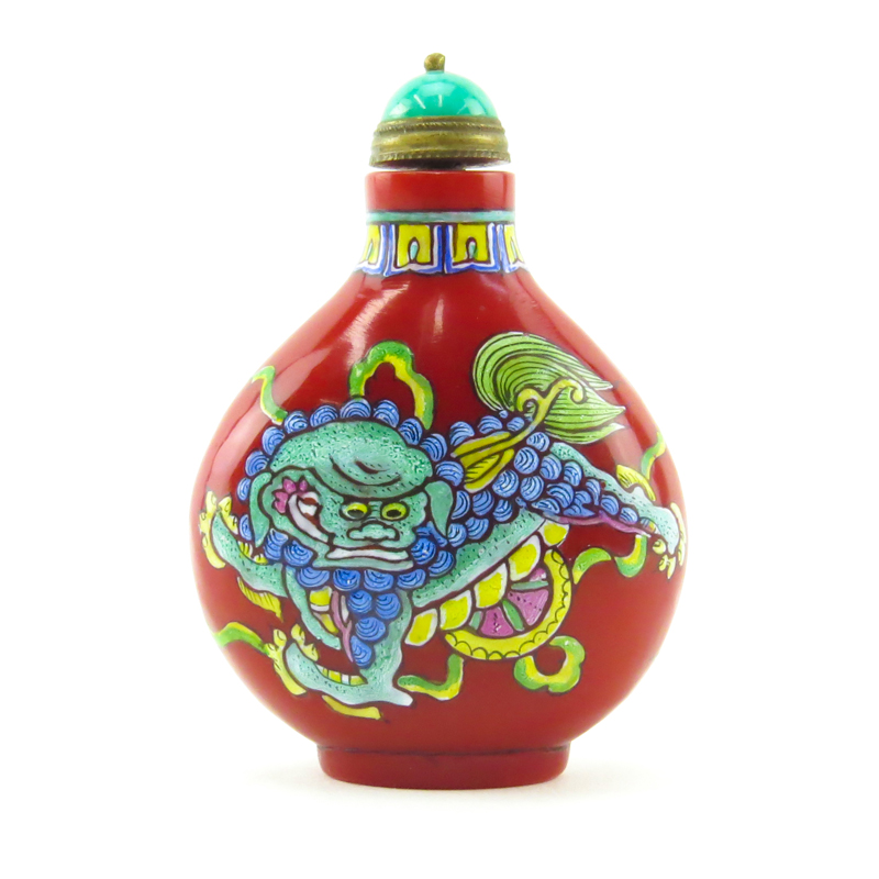 Antique Chinese Peking Glass and Enamel Snuff Bottle