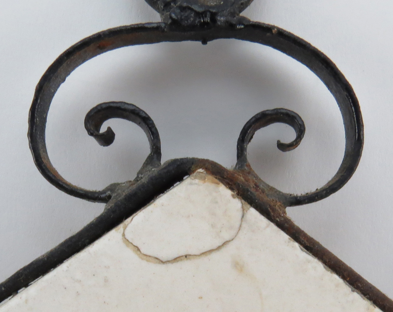 Mid Century Italian Iron Sconce with Relief Pottery Plaque