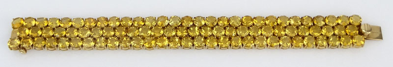 Retro Round Cut Citrine and 14 Karat Yellow Gold Bracelet