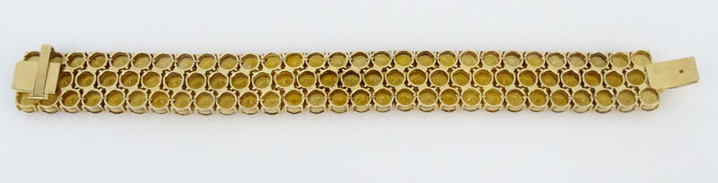 Retro Round Cut Citrine and 14 Karat Yellow Gold Bracelet