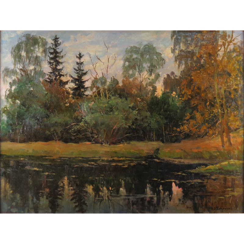Stanislav Yulianovich Zhukovsky, Polish  (1872/75 -1944) Oil on canvas laid on masonite.