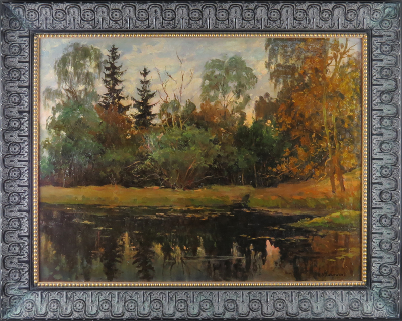 Stanislav Yulianovich Zhukovsky, Polish  (1872/75 -1944) Oil on canvas laid on masonite.