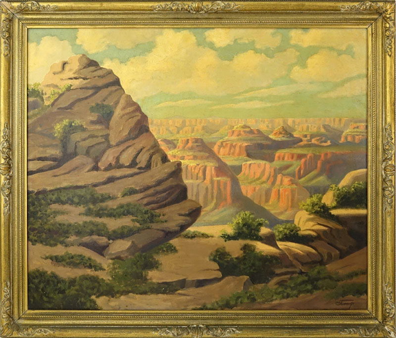 American Oil Painting on Canvas "Grand Canyon" Signed Jennings lower right