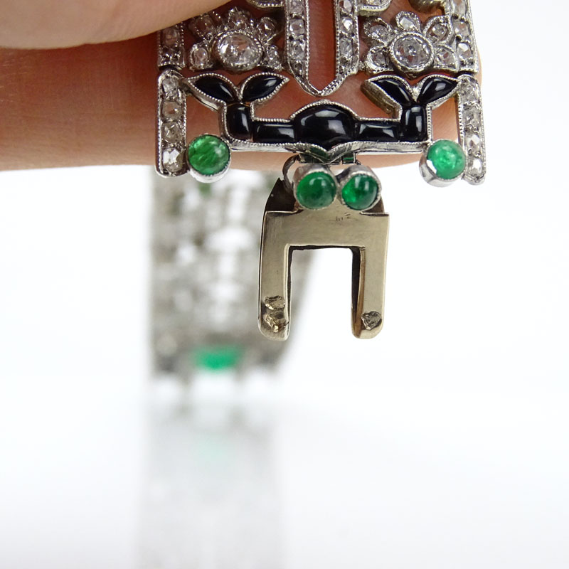 7.75 Carat Colombian Emerald, 15.0 Carat Diamond and Platinum Bracelet. 