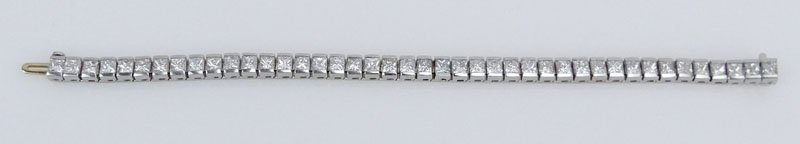 14.50 Carat Princess Cut Diamond and Platinum Tennis Bracelet.
