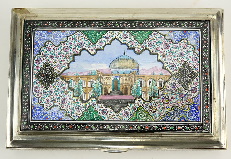 Fine Persian/Iranian 84  Silver and Enamel Box