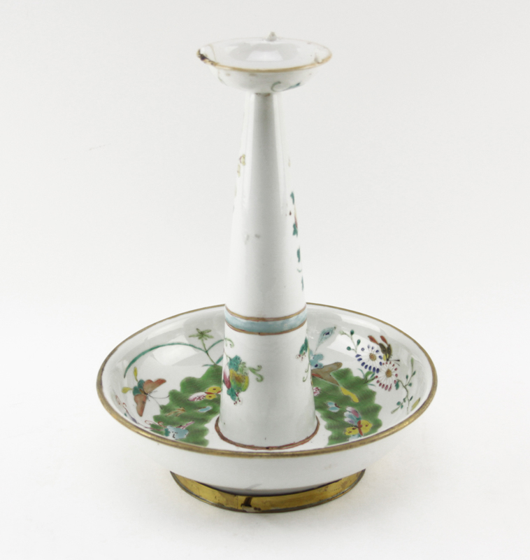 18/19th Century Chinese Famille Rose Hand Painted Porcelain Candleholder