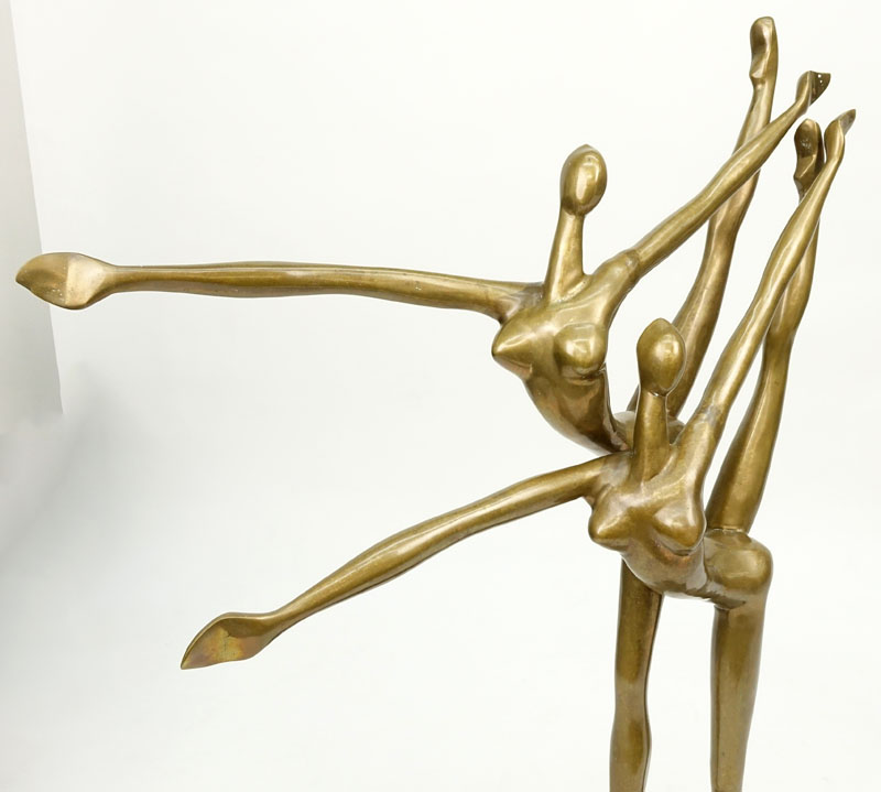 Manuel Carbonell, Cuban (1918-2011) Bronze sculpture "Dancers" on marble base
