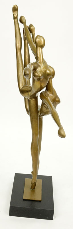 Manuel Carbonell, Cuban (1918-2011) Bronze sculpture "Dancers" on marble base