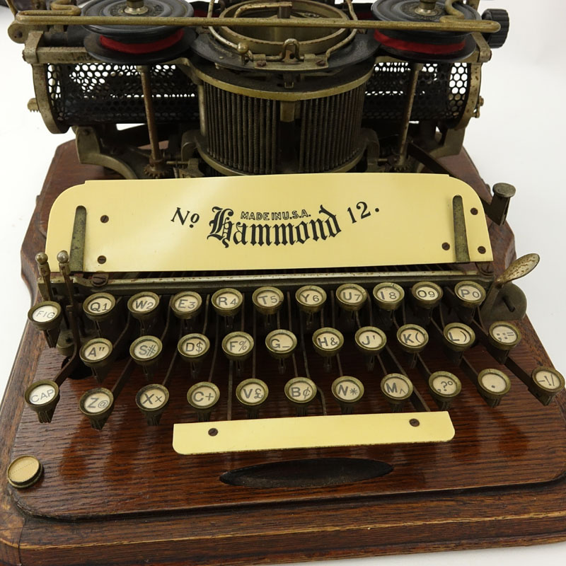 Circa 1905 Hammond Factory Co. New York, USA No. 12 Typewriter in Oak Case. 