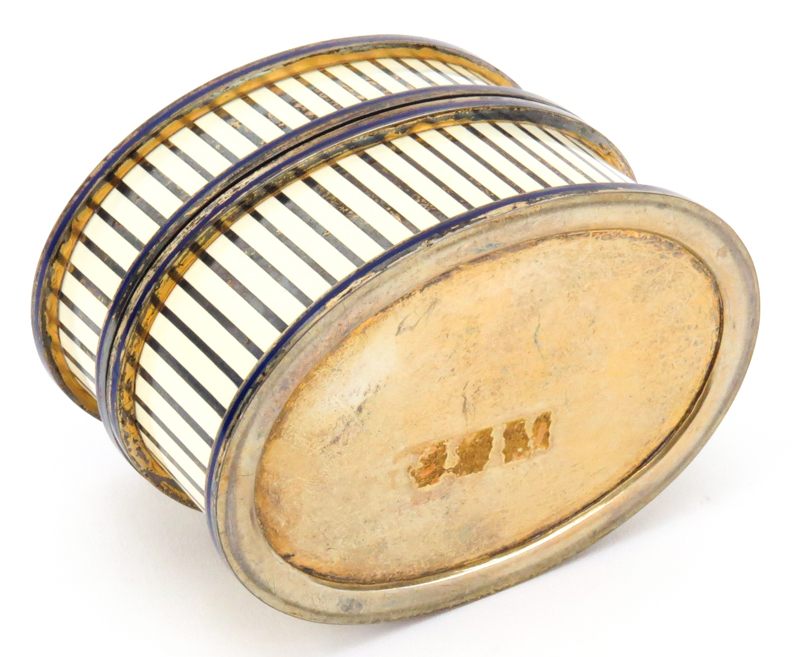 Vintage Enameled Silver Oval Box