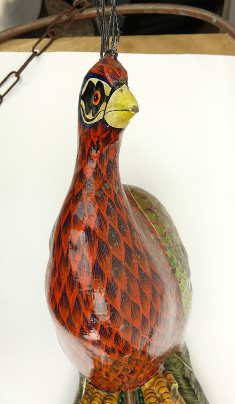 Sergio Bustamante, Mexican (b. 1949) Papier Mache Perched Peacock Figure. 