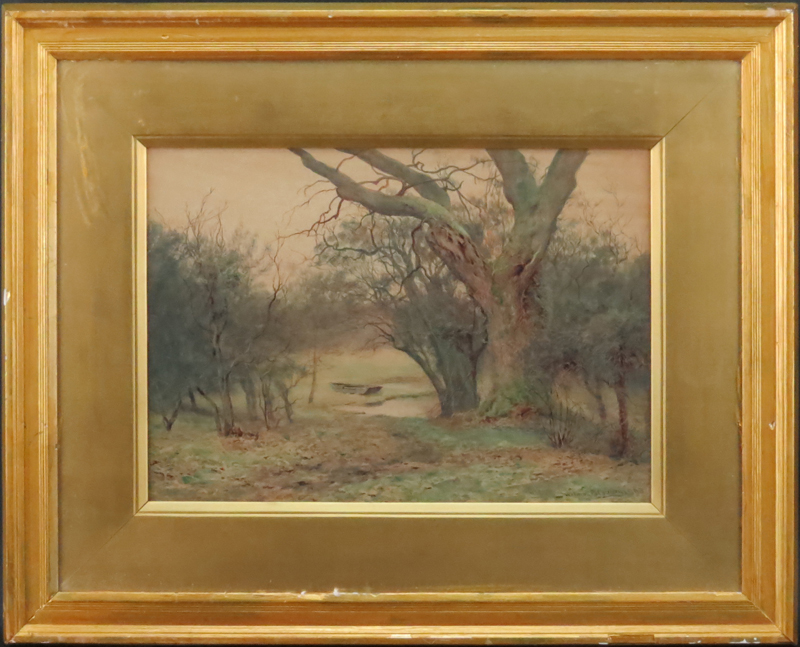 Wilmot Pilsbury, British (1840-1908) Watercolor "The Bungalow Shore" Signed Lower Right