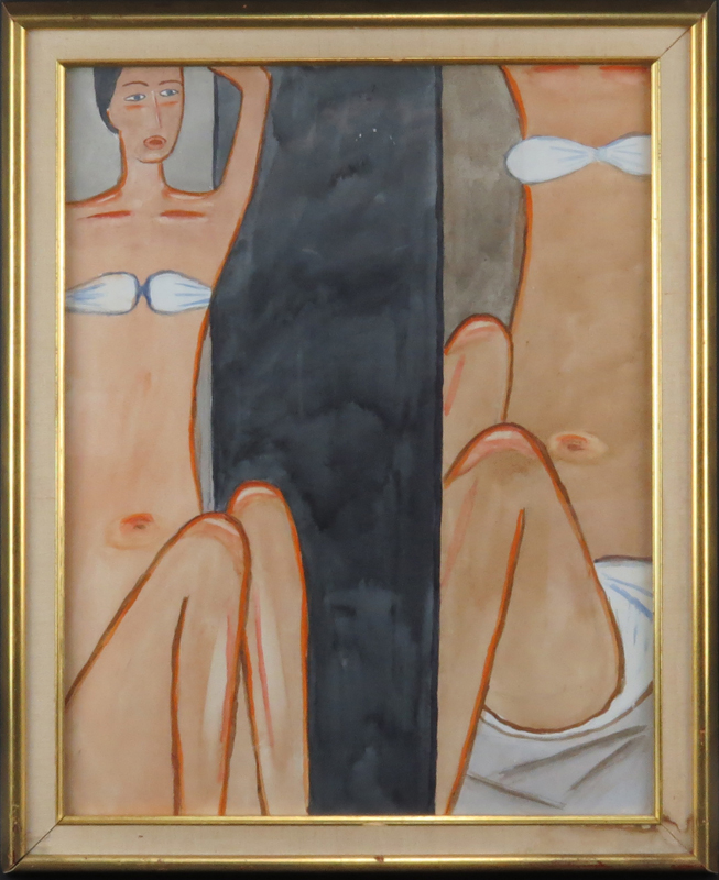 After: Jerzy Nowosielski, Polish (1923-2011) Watercolor on paper "Women In Swimsuits" Unsigned